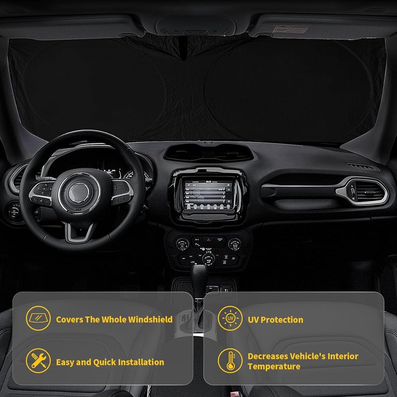 INSAUTO for Toyota Tundra Car Sun Shade Windshield for Tundra 2006 2005 2004 Window Sunshade Fit Toyota Matrix 2003-2013 Foldable Sun Visor Protector 210T Shades Block UV Ray Pickup Truck Accessories - Image 4